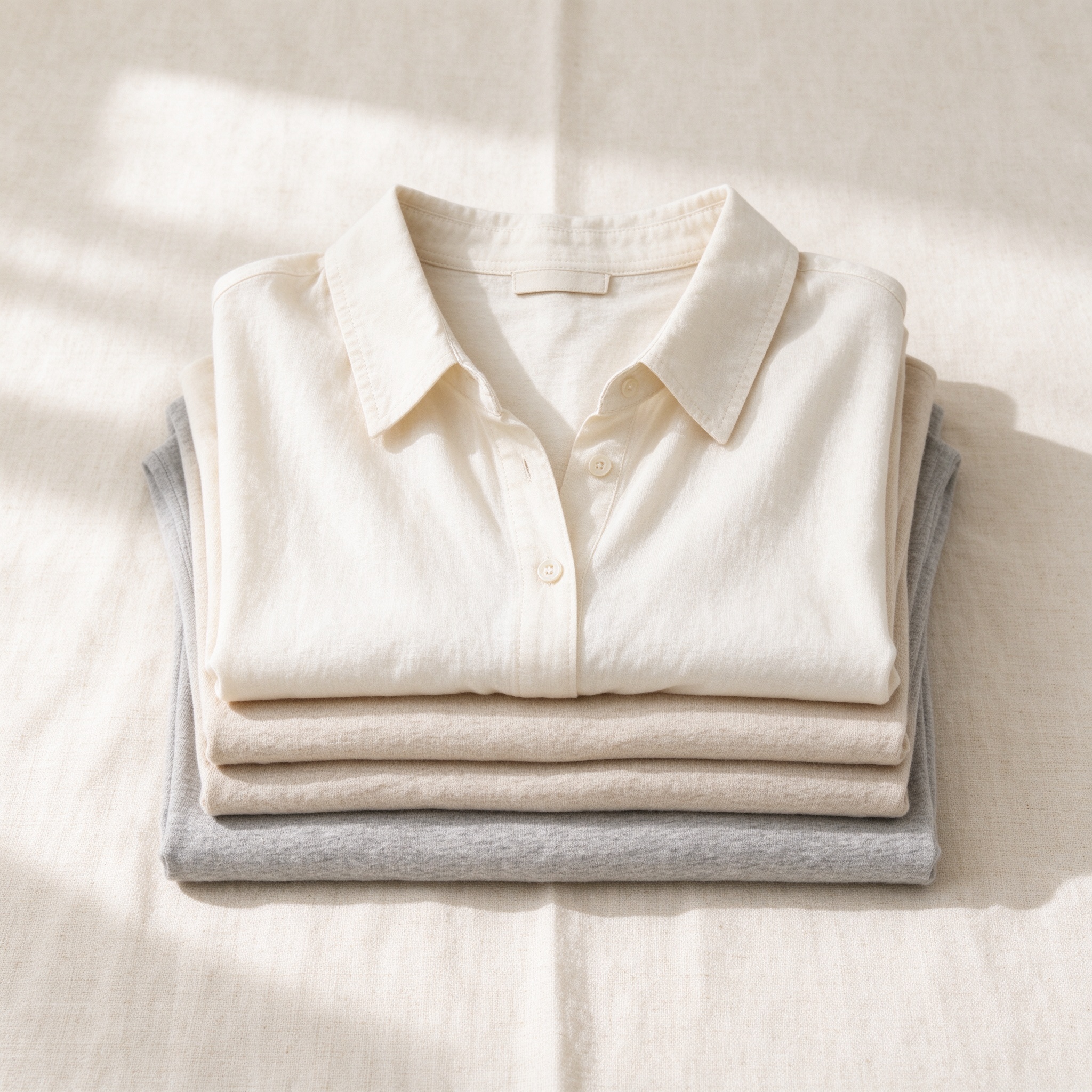 home Neatly folded neutral tops and shirts